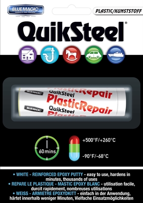 Blue Magic Quiksteel Plastic Repair Blister Card 16502