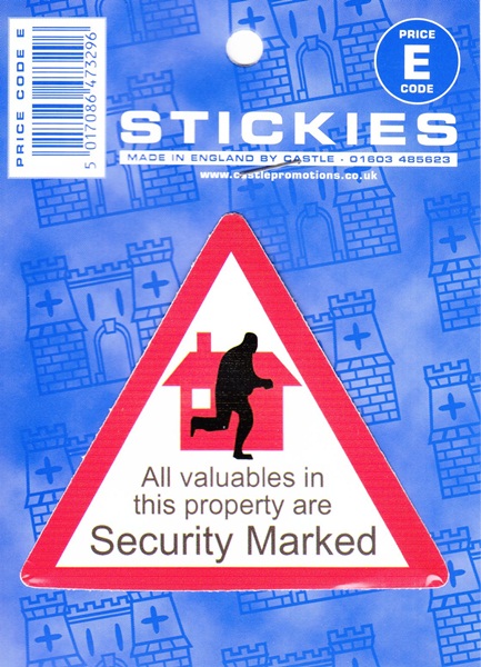 Castle V561 Valuables Are Security Marked Sticker