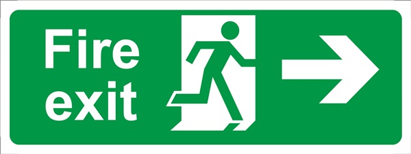 Castle SS013SA Fire Exit Arrow Right Sign 400x150mm