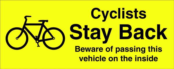 Castle V583 Cyclists Stay Back Beware Sticker