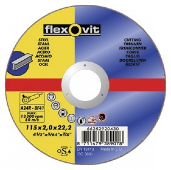 Flexovit 66252920433 Standard Cutting Discs 115mm Dep Centre