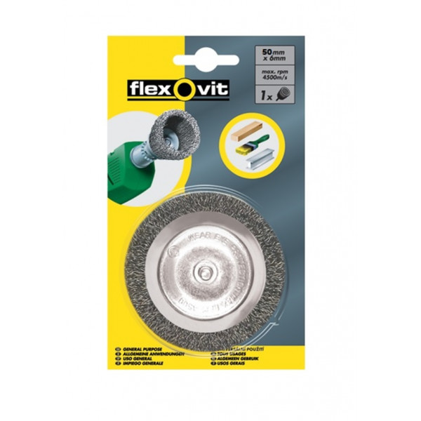 Flexovit 63642556885 50x6mm Steel Wire Cup Brush