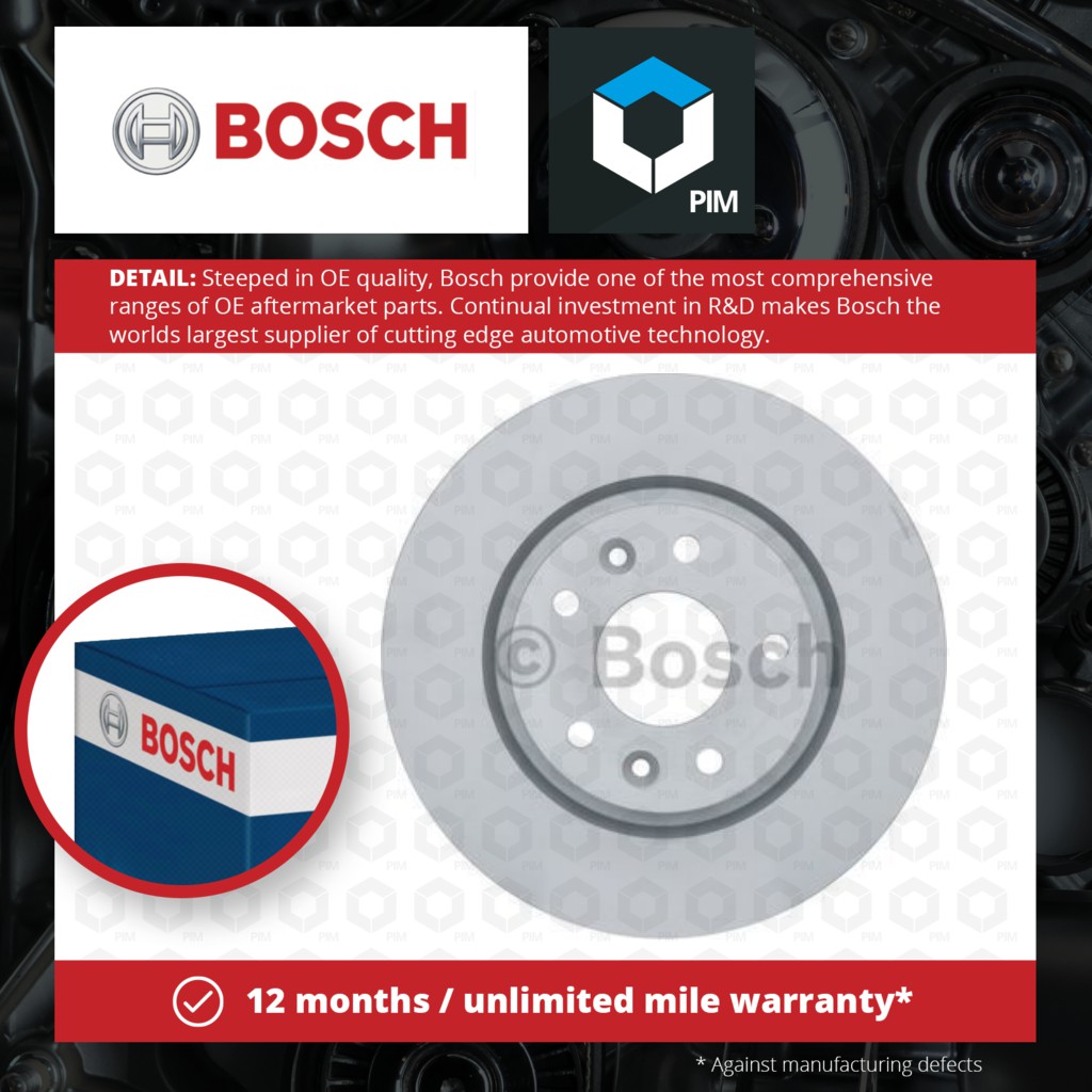 Bosch 2x Brake Discs Pair Vented Front 0986479D16 [PM1115271]