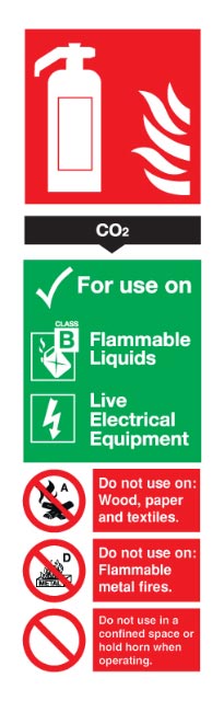 Signs & Labels FFR02124R 300 X 100mm Co2 Extinguisher
