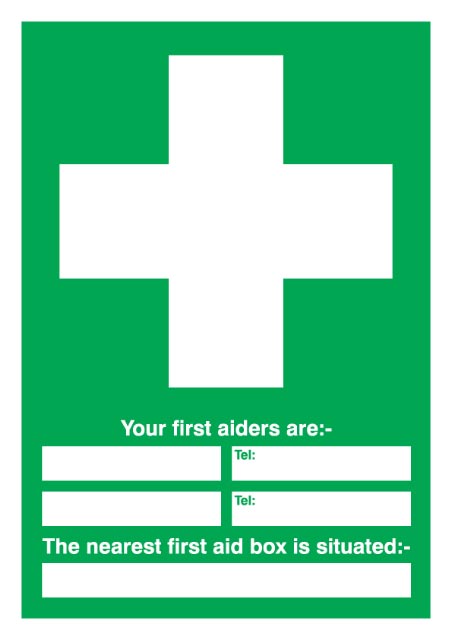 Signs & Labels FMS04351R 210 X 148mm Your 1st Aiders Are Sign