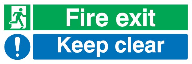 Signs & Labels FFX05111R 150 X 450mm Fire Exit Keep Clear