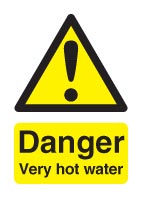 Signs & Labels FHA17343S 70 X 50mm Danger Very Hot Water