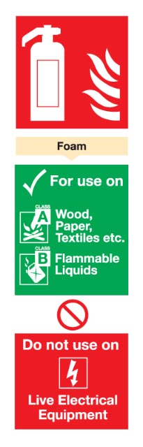 Signs & Labels FFR08024R 300 X 100mm Foam Extinguisher