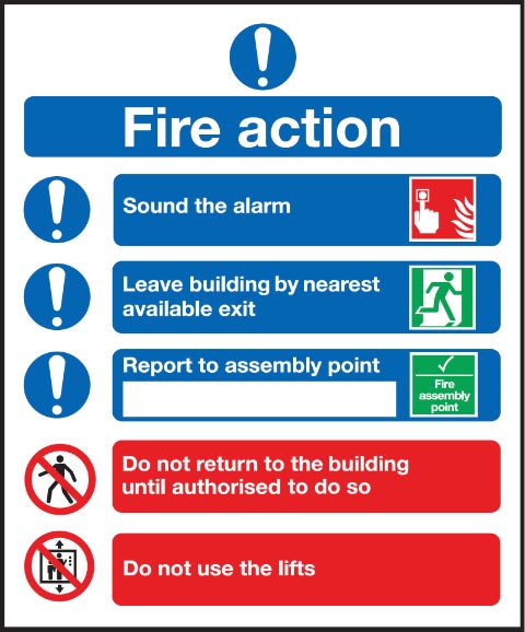 Signs & Labels FFR09951R 210 X 148mm Symbol Fire Action Sign