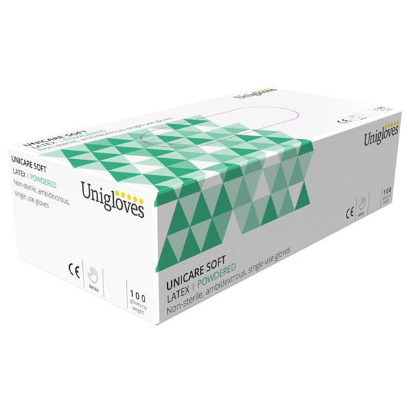 Unicare GS0025 Bx100 Latex Powdered Gloves Xl