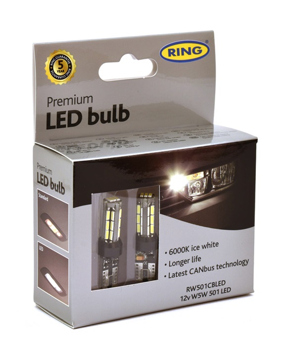 Ring Automotive RW501CBLED 12v Led W5w 6000k Premium (X2)