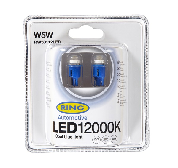 Ring Automotive RW50112LED 12V W5W 12000K Cool Blue Led (X2)