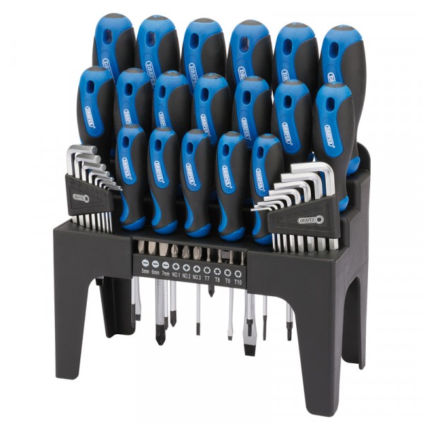 Draper Tools 81294 44pc S.Driver Set Stand Blue