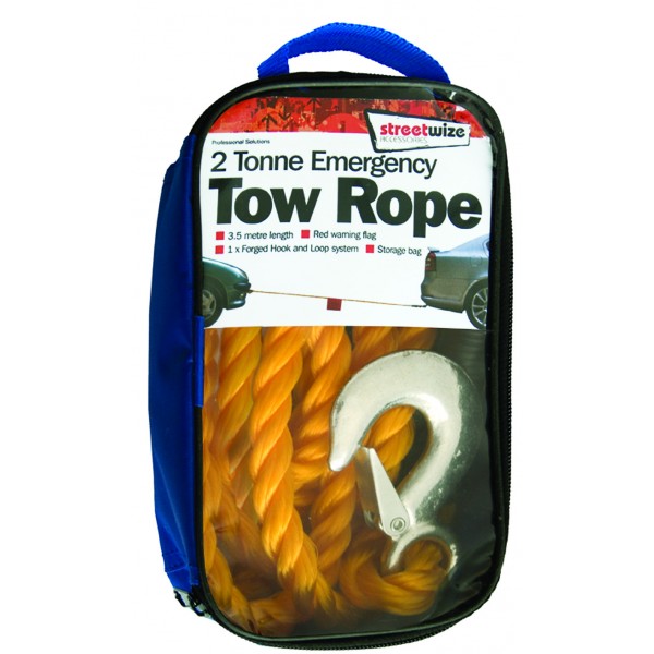 Streetwize SWTR20 2 Tonne Tow Rope In Zip Bag