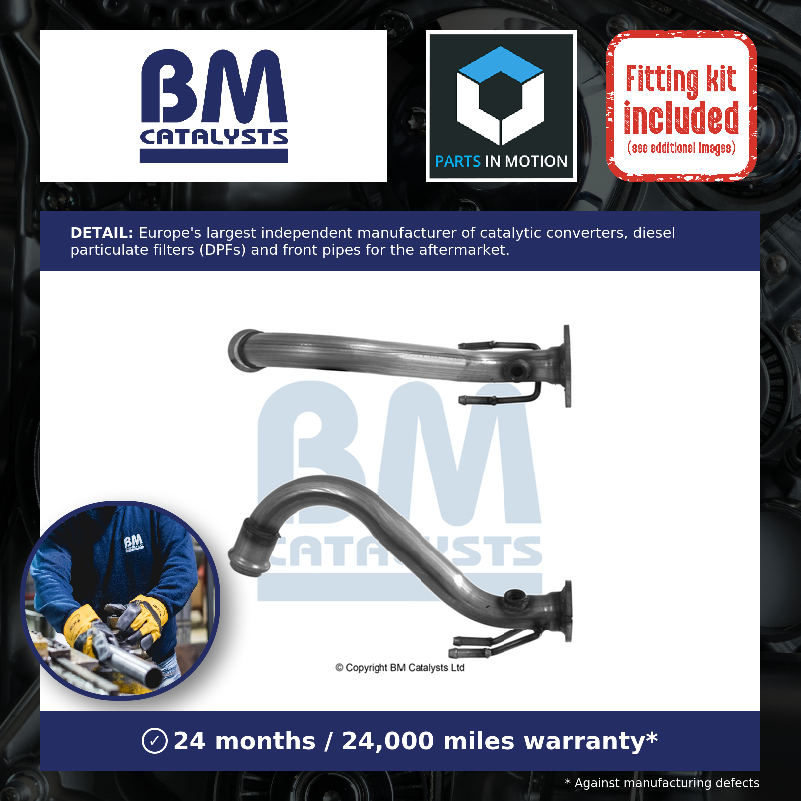 BM Catalysts Connecting Exhaust Pipe BM51015 & fitting kit FK51015B - Image 6
