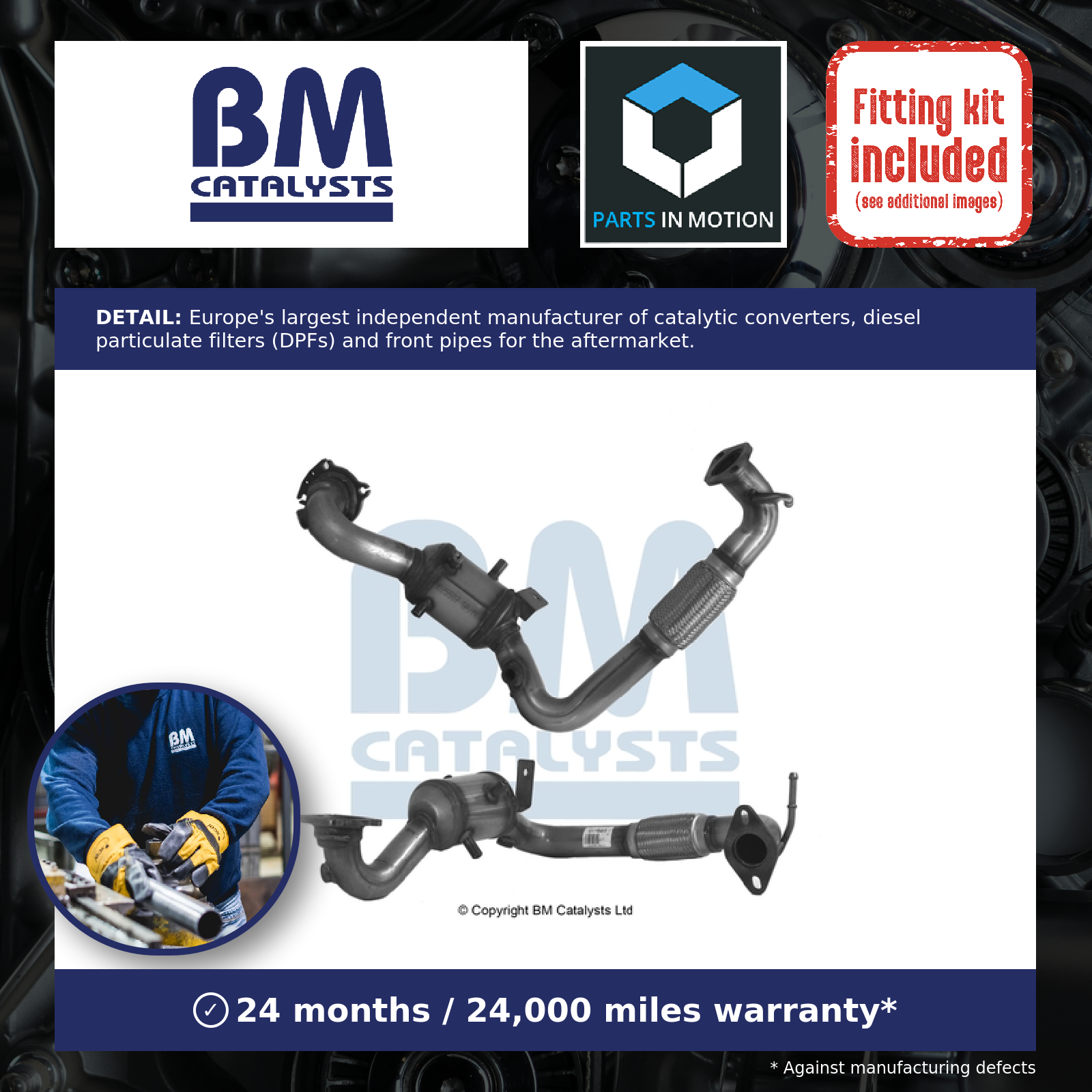 BM Catalysts Catalytic Converter Type Approved + Fitting Kit Front BM91754HK [PM2076950]