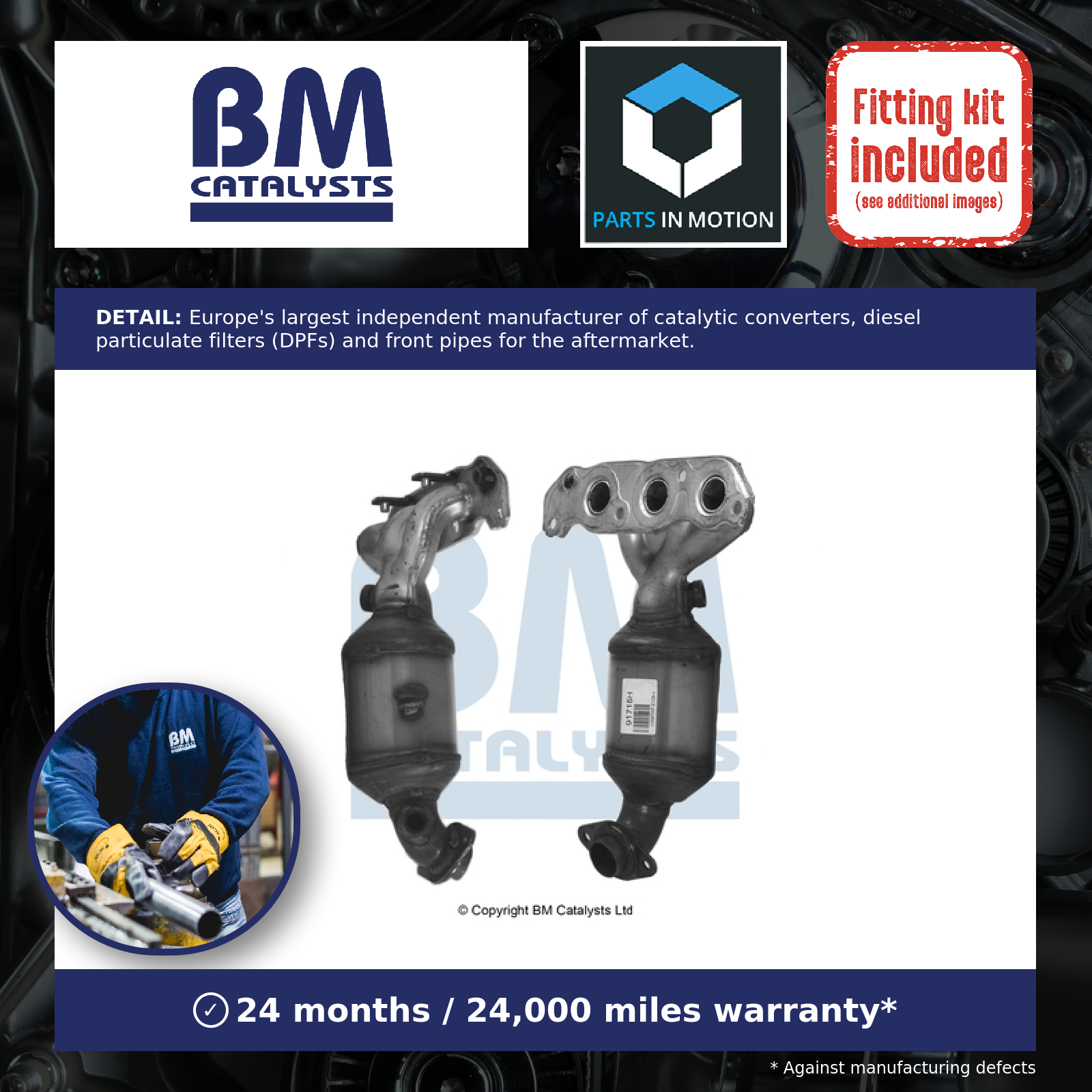 BM Catalysts Catalytic Converter Type Approved + Fitting Kit Front BM91715HK [PM2076906]
