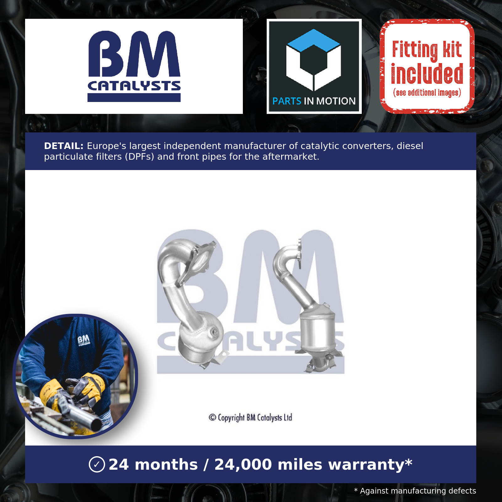 BM Catalysts Catalytic Converter Type Approved + Fitting Kit BM91685HK [PM2076884]