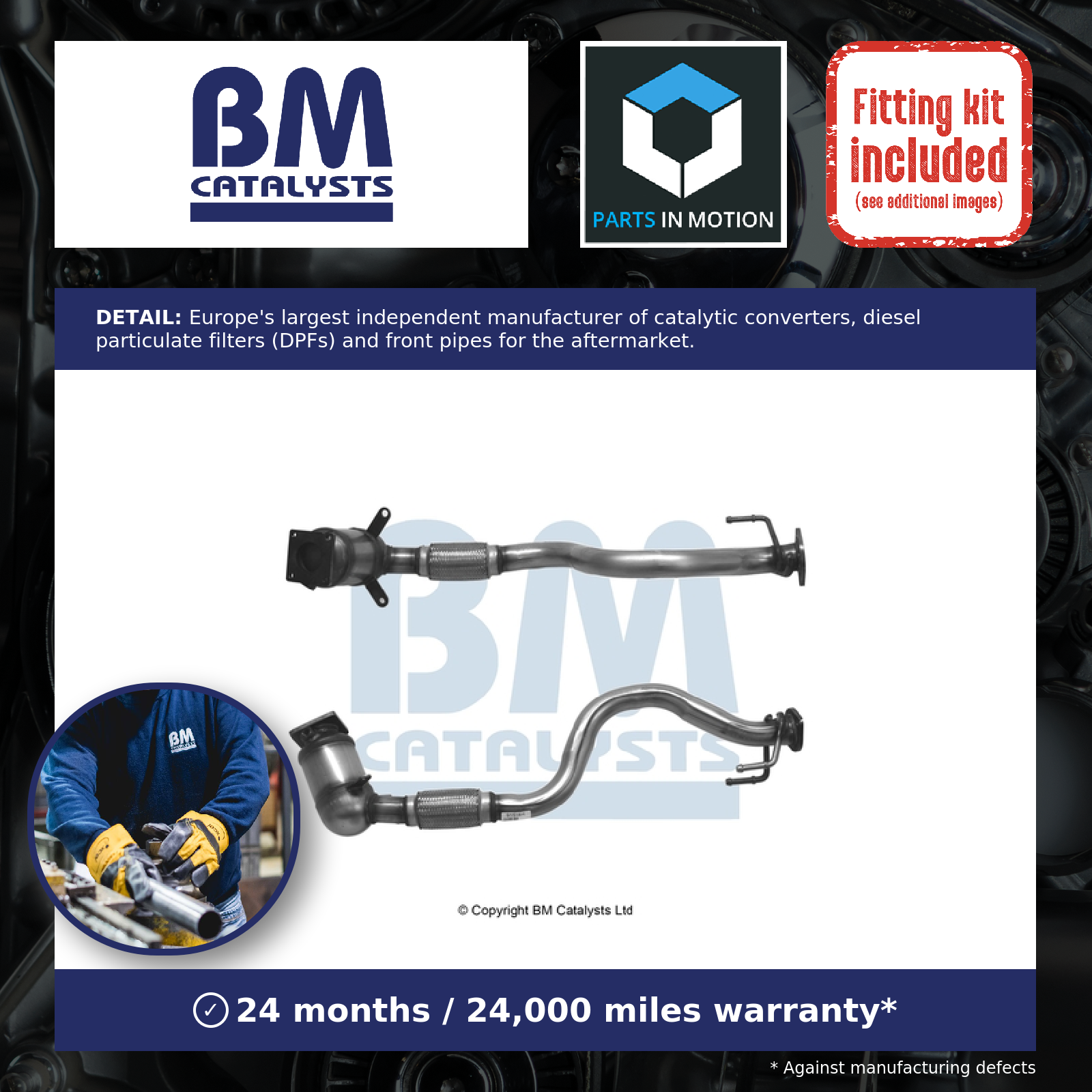 BM Catalysts Catalytic Converter Type Approved + Fitting Kit Front BM91518HK [PM2076708]