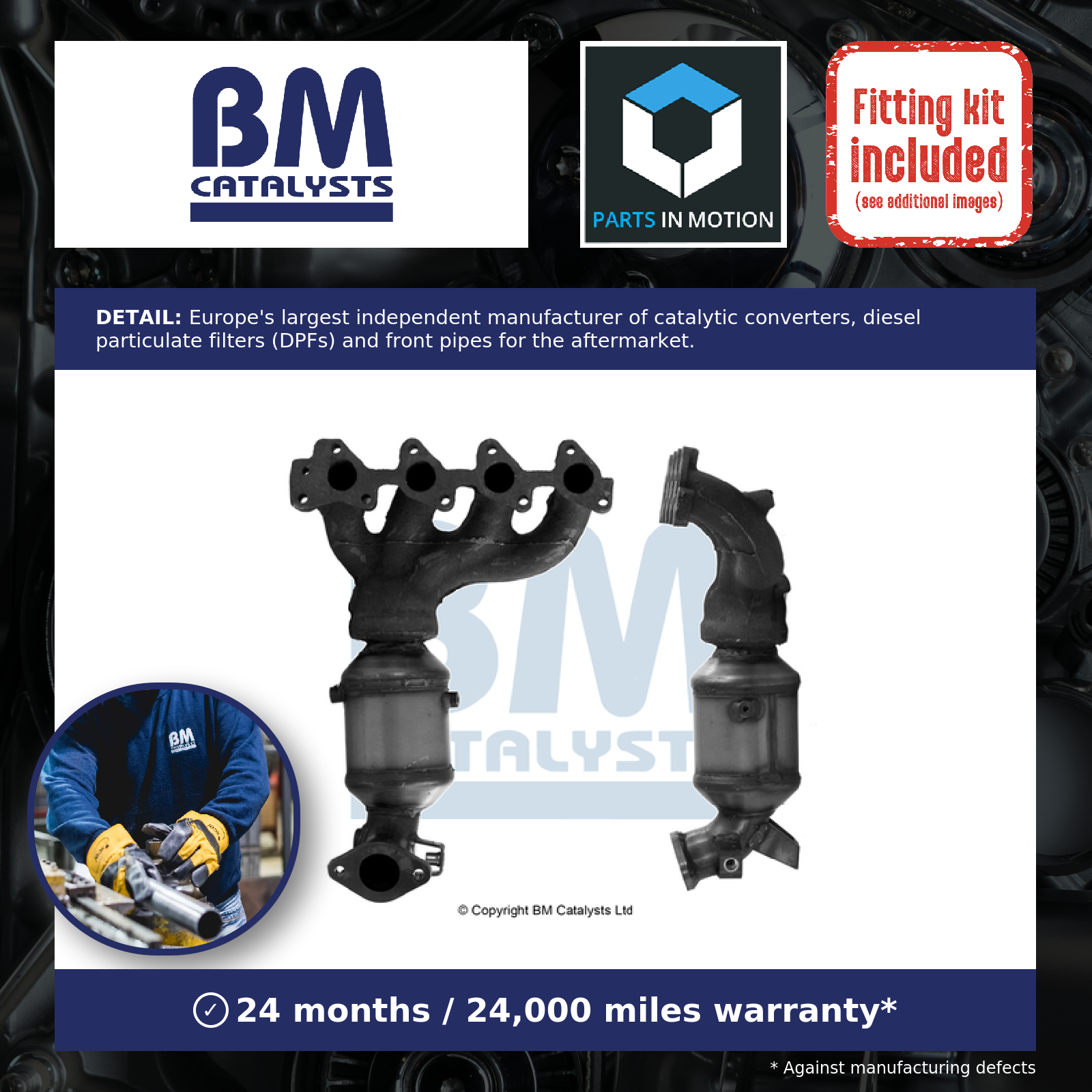Catalytic Converter Type Approved + Fitting Kit fits KIA PICANTO SA 1.1 Front BM - Image 11