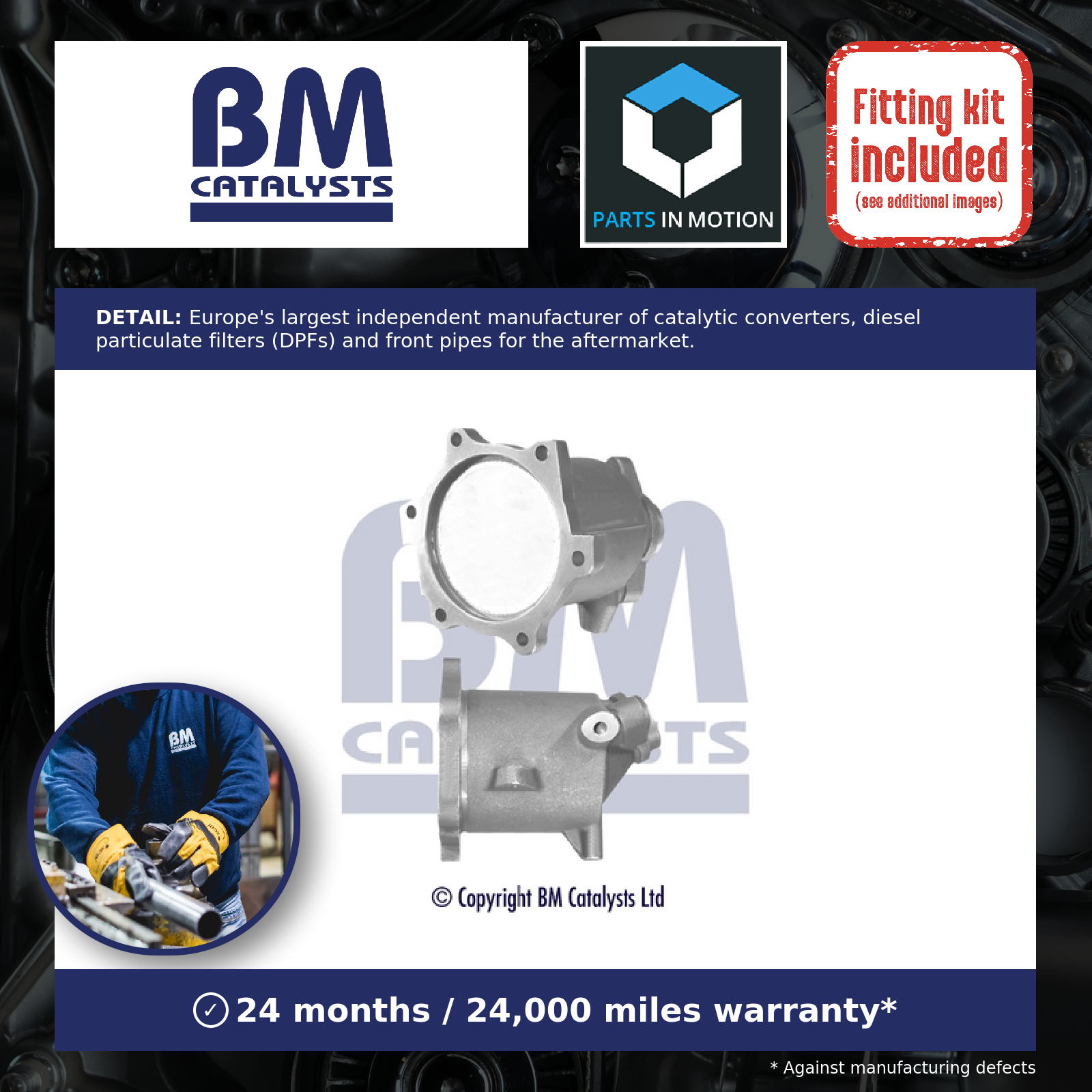 BM Catalysts Catalytic Converter Type Approved + Fitting Kit Front BM91444HK [PM2076600]