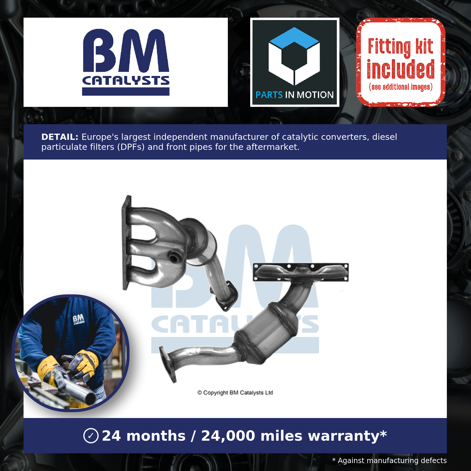BM Catalysts Non Type Approved Catalytic Converter + Fitting Kit BM91351K [PM2076454]