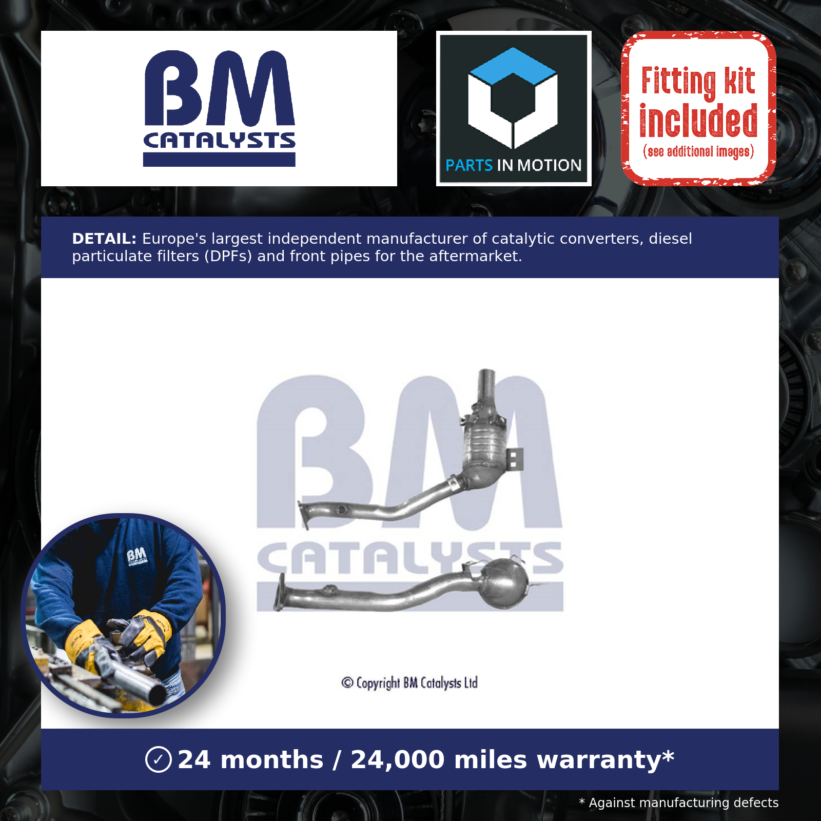 BM Catalysts Non Type Approved Catalytic Converter + Fitting Kit Right BM90921K [PM2075486]