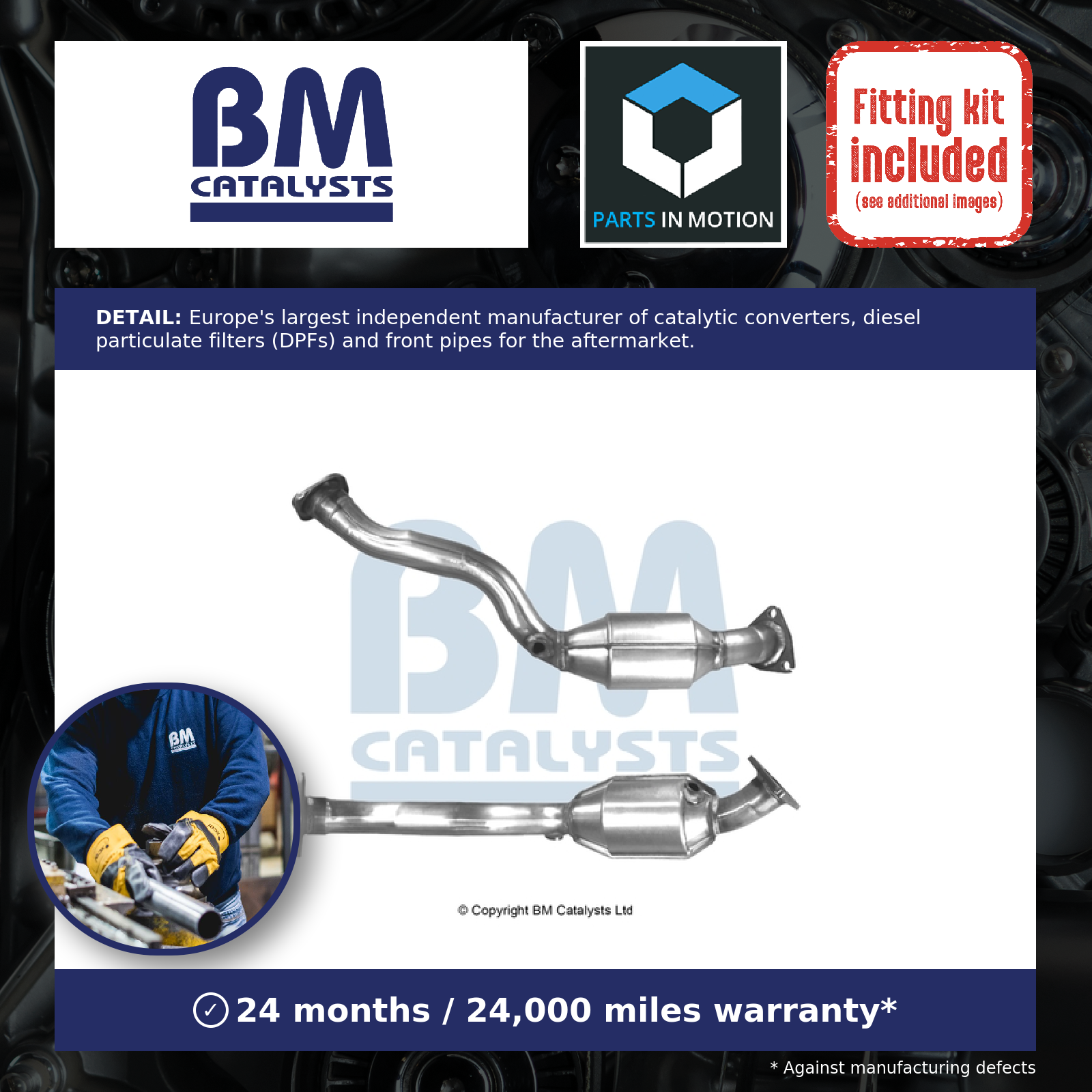 BM Catalysts Catalytic Converter Type Approved + Fitting Kit BM90842HK [PM2075302]