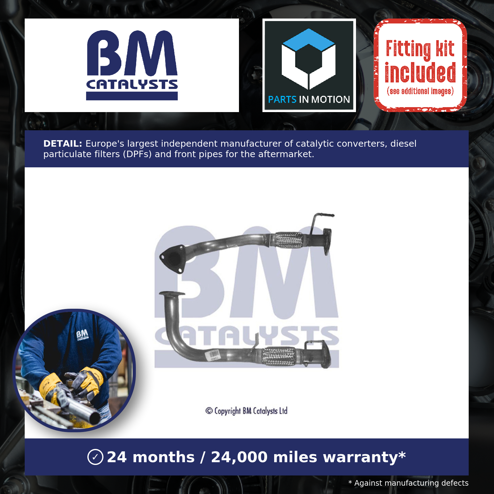 Exhaust Front / Down Pipe BM70468 BM Catalysts 18210S1AE11 4189871 Quality New - Image 4
