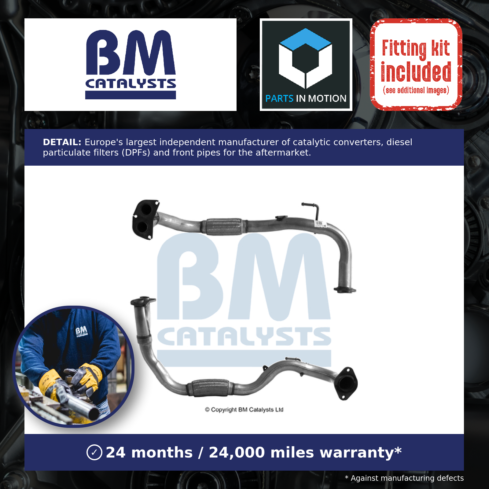 BM Catalysts Exhaust Front / Down Pipe + Fitting Kit Front BM70248K [PM2071606]