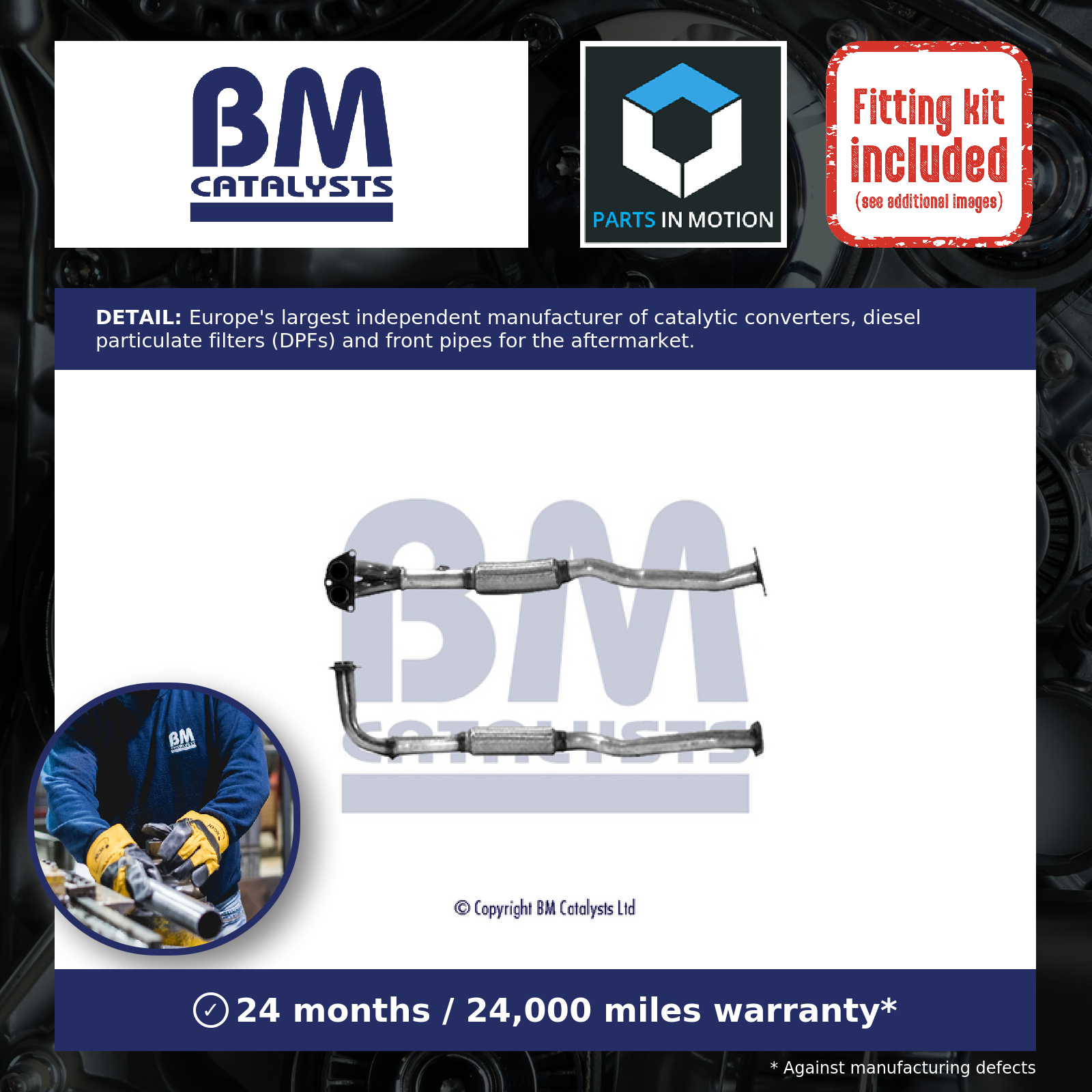 BM Catalysts Exhaust Front / Down Pipe + Fitting Kit Front BM70135K [PM2071442]