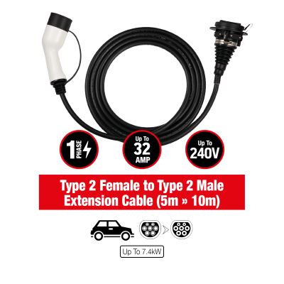 Apec EV EXTENSION CABLE - 32A 1 PHASE TYPE 2 FEMALE-TYPE 2 MALE 5M AEC105 [PM2059369]