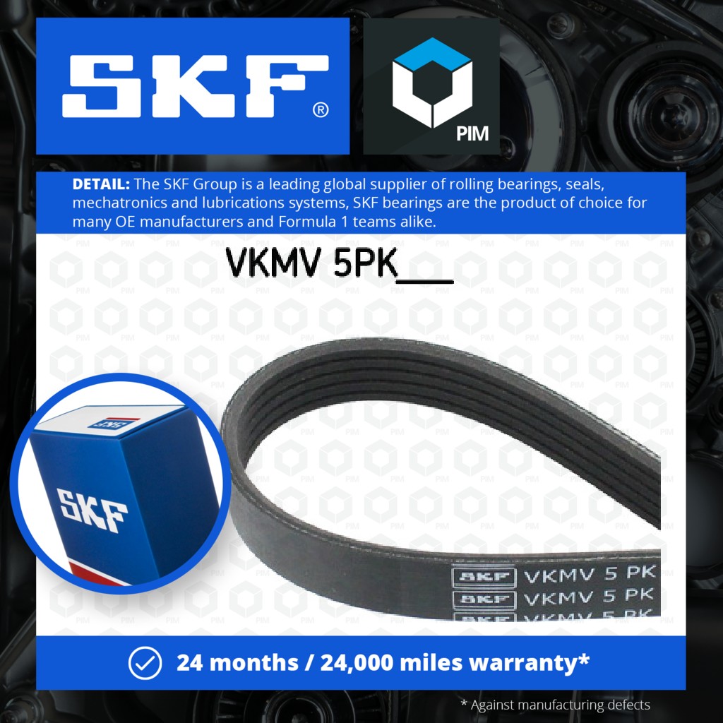 SKF 5 Rib Multi V Drive Belt VKMV5PK1165 [PM388583]