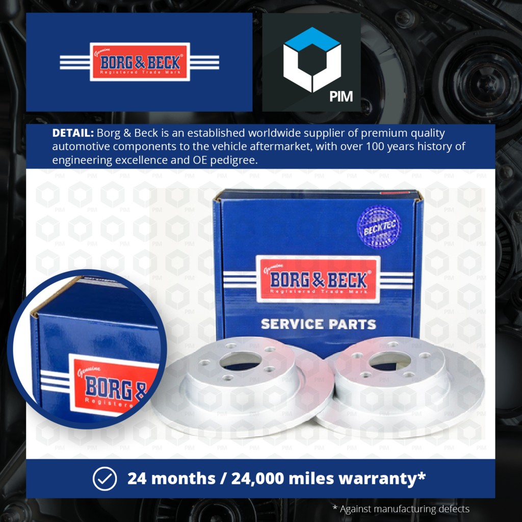 Borg & Beck 2x Brake Discs Pair Solid Rear BBD5634 [PM2044968]