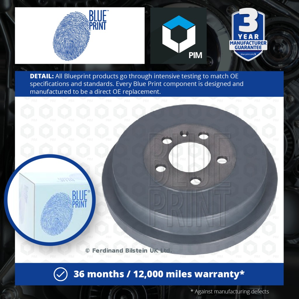 Blue Print 2x Brake Drums (Pair) Rear ADBP470025 [PM2017386]