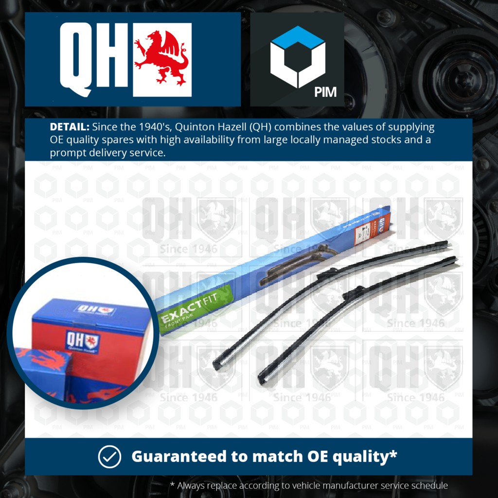 Quinton Hazell 2x Wiper Blades (Pair) Flat / Aero type Front QDW128 [PM2014993]