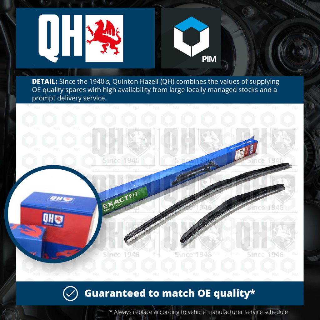 Quinton Hazell 2x Wiper Blades (Pair) Flat / Aero type Front QDW106 [PM2014971]