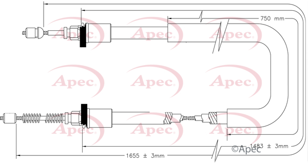 Apec Handbrake Cable Rear Left or Right CAB1616 [PM2003870]