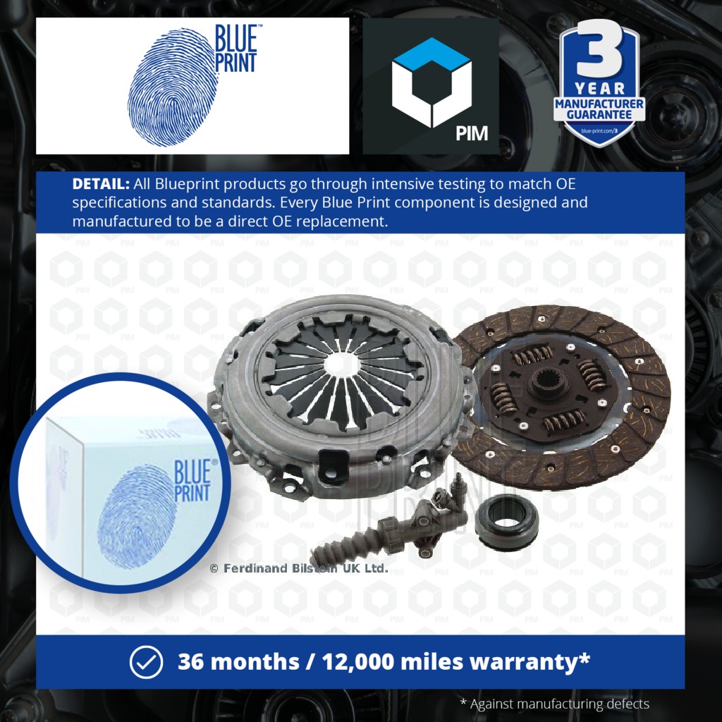Blue Print Clutch Kit 4pc (Cover+Plate+Brg+Slave Cyl.) ADBP300087 [PM1936620]