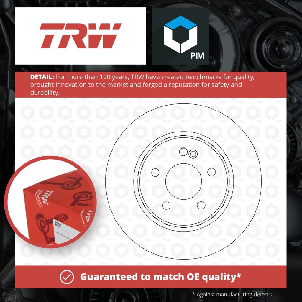 TRW 2x Brake Discs Pair Solid Rear DF6646S [PM1935671]