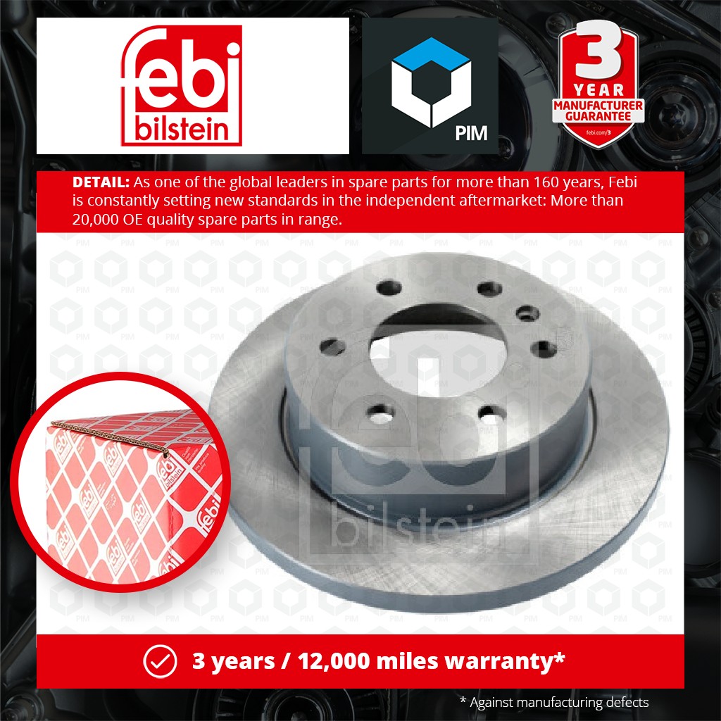 Febi 2x Brake Discs Pair Solid Rear 175474 [PM1935140]