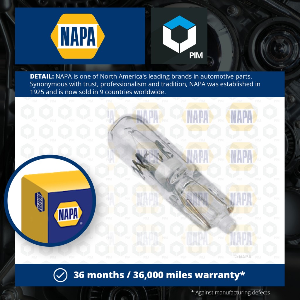 NAPA 12v 1.2w Capless W2x4.6d Panel NBU1286 [PM1890591]