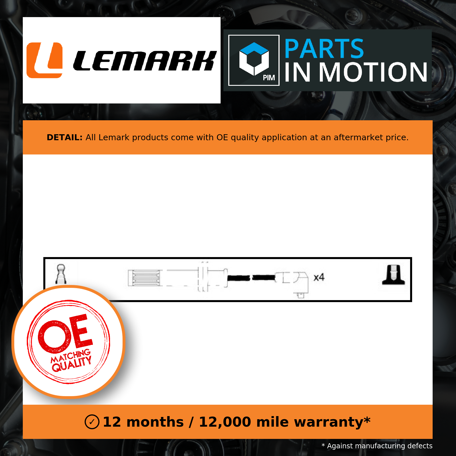 Lemark HT Leads Ignition Cables Set HOES375 [PM1885146]