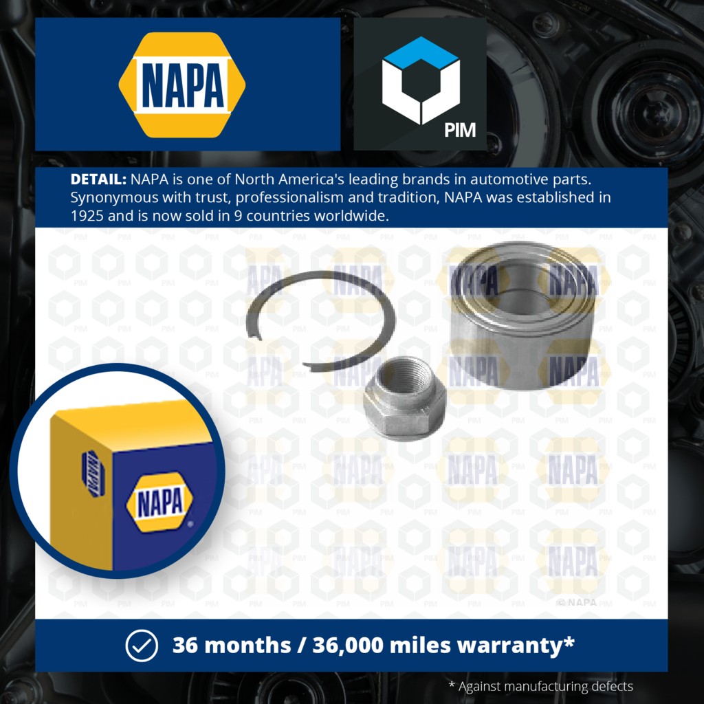 NAPA Wheel Bearing Kit Front PWB1130 [PM1851628]