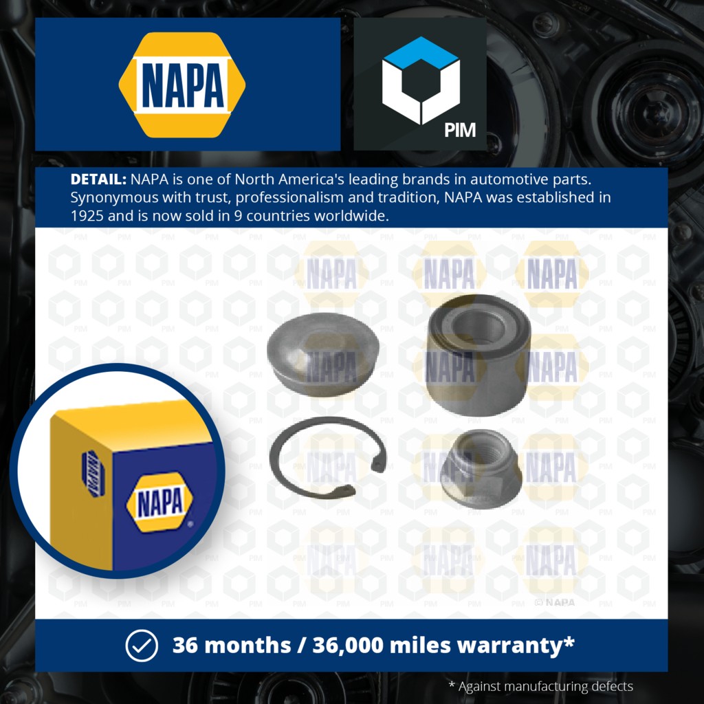 NAPA Wheel Bearing Kit Rear PWB1016 [PM1851516]