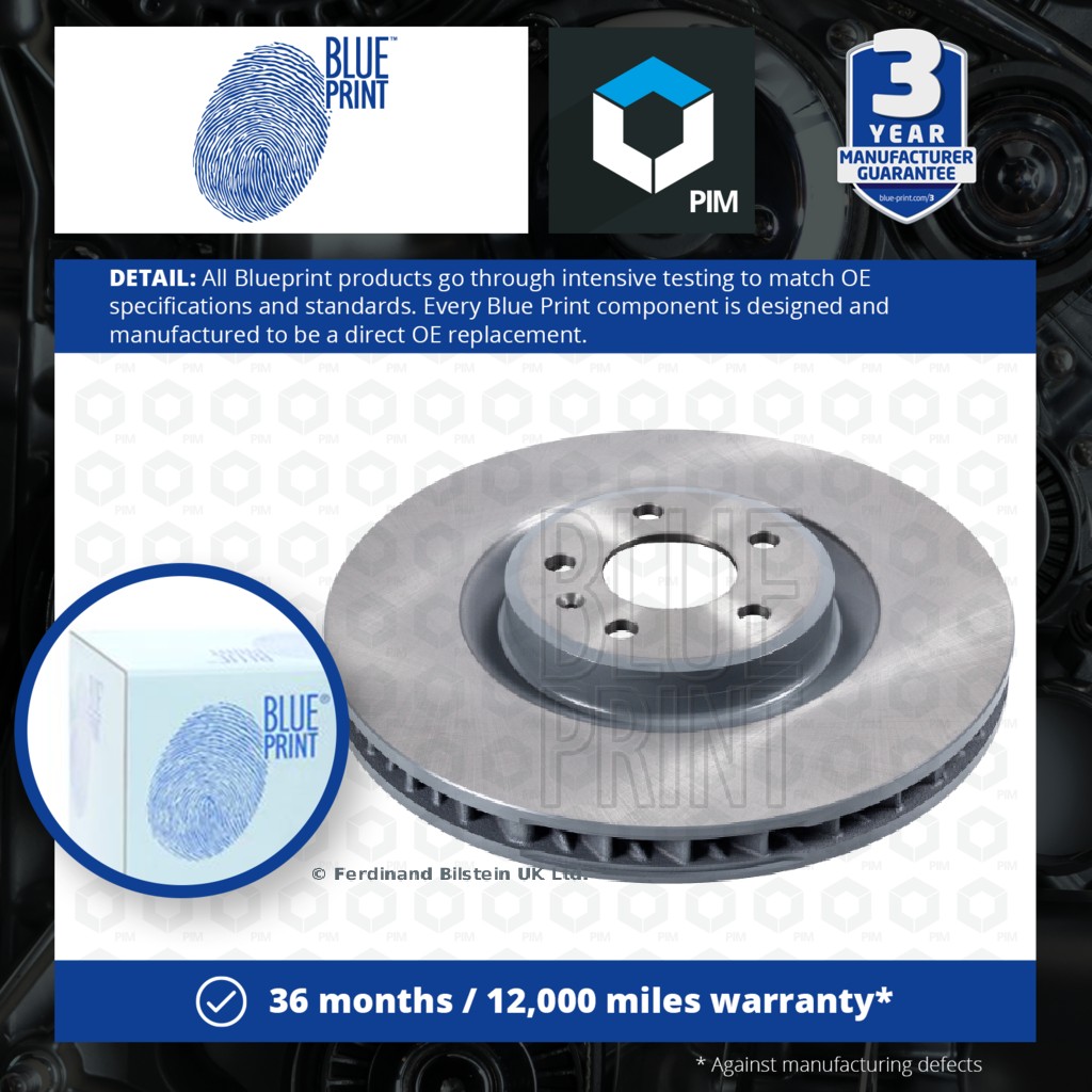 Blue Print Brake Disc Single Vented Front Right ADBP430050 [PM1846543]