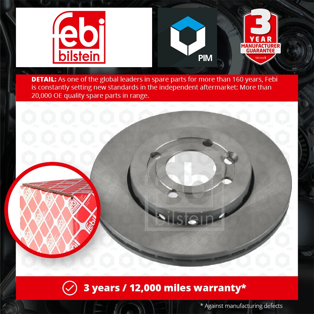 Febi 2x Brake Discs Pair Vented Front 171478 [PM1844786]