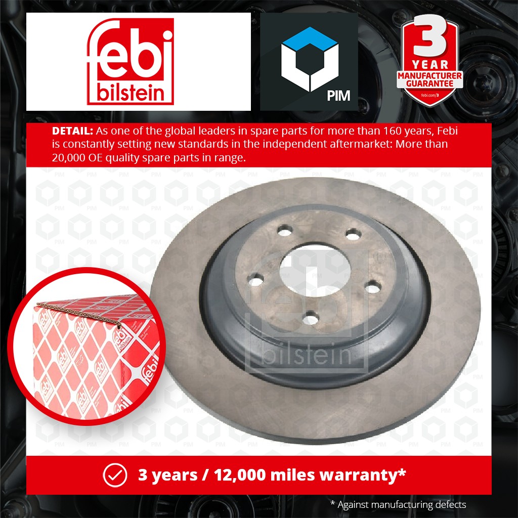 Febi 2x Brake Discs Pair Solid Rear 171445 [PM1844763]