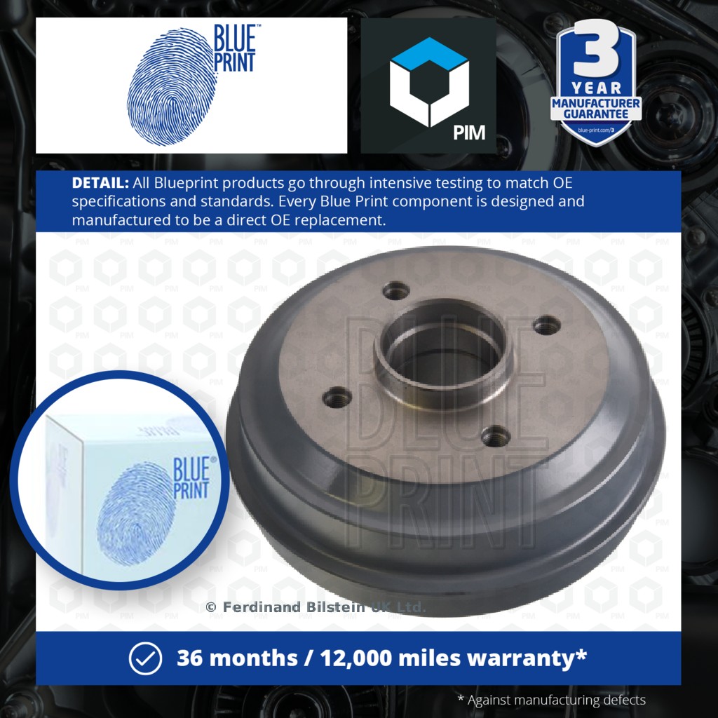 Blue Print 2x Brake Drums (Pair) Rear ADBP470016 [PM1841074]