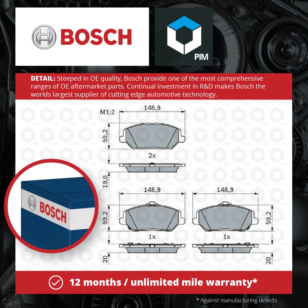 Bosch Brake Pads Set Front 0986424862 [PM1836701]